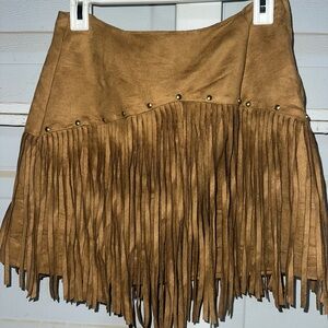 Tan Fringe Skirt